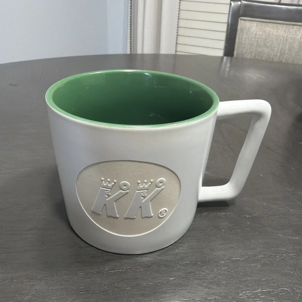 Krispy Kreme Doughnuts Marching K's White and Green 13oz Coffee Mug Cup